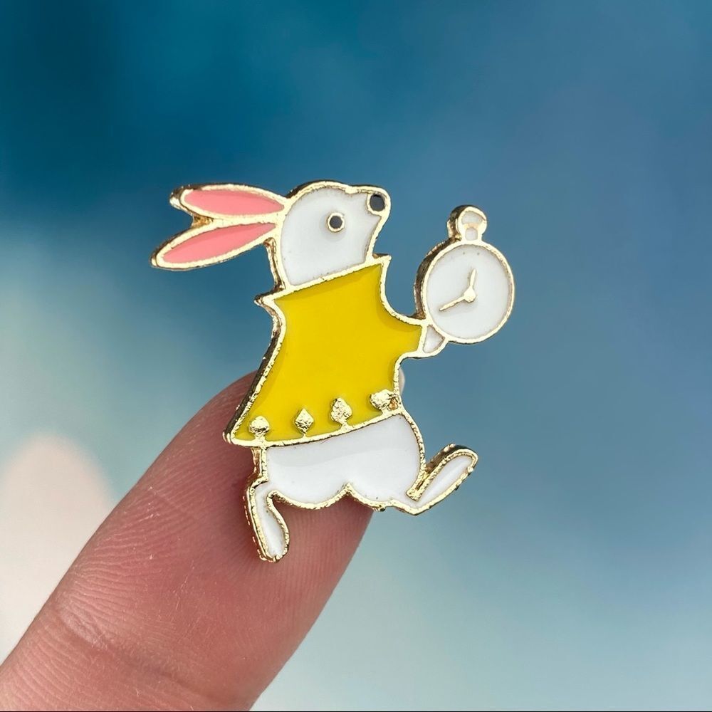 White Rabbit Alice Wonderland Enamel Pin